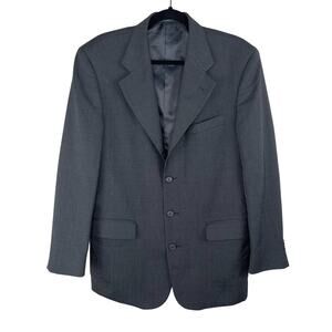Vintage 90s Today's Man Wool Sport Coat 40R Black Pinstripe Woolmark Suit Jacket